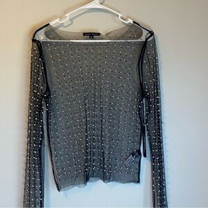 Haute Monde Black Beaded Sheer Blouse